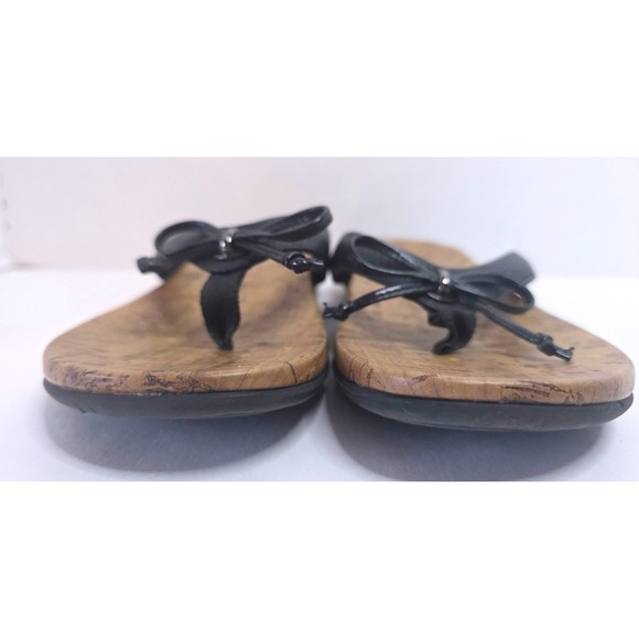 Vionic Cassie Rock Flip Flops Thong Sandals Black Cork Bow Comfort Size 7 - Picture 6 of 8